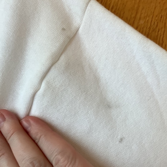 New Hanes Soft Sweats MEDIUM white pullover sweatshirt couple of marks - Picture 3 of 4